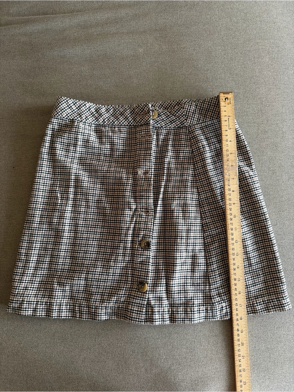 H&M Black & White Checked Button-Front Mini Skirt